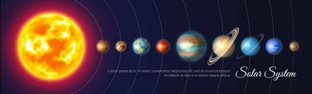 Colorful solar system with nine planetsのイラスト素材