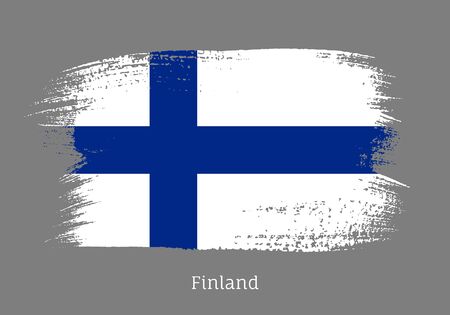 Finland official flag in shape of brush strokeのイラスト素材