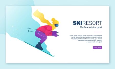 Ski resort web banner in flat style.のイラスト素材