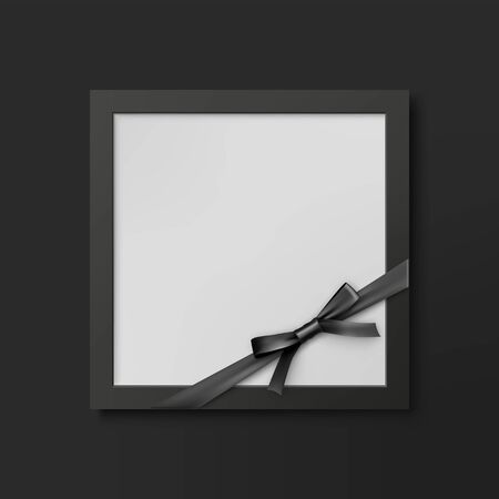 Mourning photo frame with black ribbon bowのイラスト素材