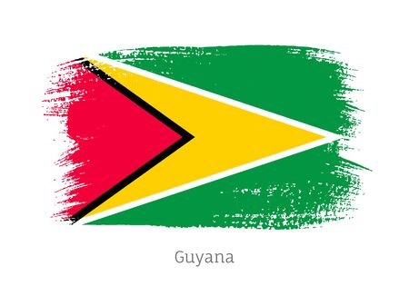 Guyana official flag in shape of brush strokeのイラスト素材