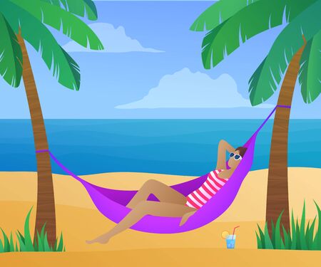 Summertime exotic beach vacation banner.のイラスト素材