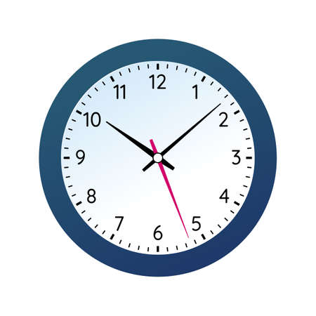 Classic round wall clock in black body. Analog office clock face with numbers. Conception of...