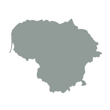 Lithuania blank map silhouette. High detailed editable gray map of Lithuania. European country borders vector illustration on white backgroundのイラスト素材