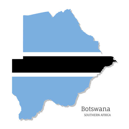 Map of Botswana with national flag. Highly detailed map of South Africa country with territory borders. Political or geographical design vector illustration on white backgroundのイラスト素材