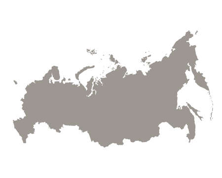 Silhouette of Russia country map. Highly detailed editable gray map of Russia territory borders. Political or geographical design element vector illustration on white backgroundのイラスト素材