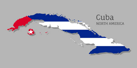 Map of Havana with national flag. Highly detailed editable map of Havana, North America country territory borders. Political or geographical design element vector illustration on gray backgroundのイラスト素材