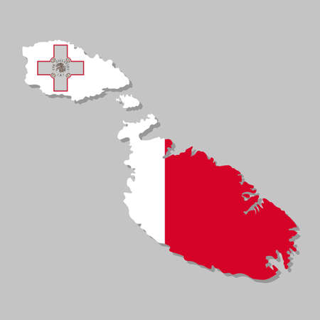 Highly detailed map of Malta with flagのイラスト素材