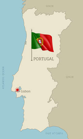 Highly detailed map of Portugal territory bordersのイラスト素材