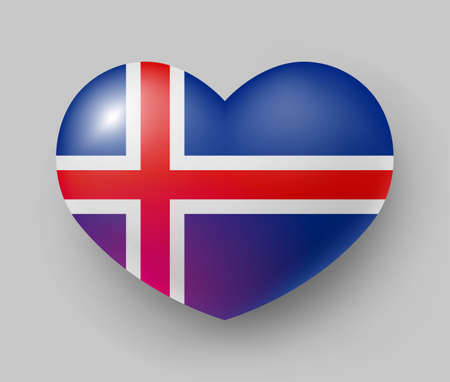 Heart shaped glossy national flag of Icelandのイラスト素材