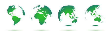 Earth planet with all green continents collectionのイラスト素材