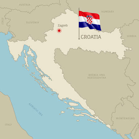 Highly detailed map of Croatia territory bordersのイラスト素材