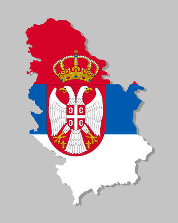 Highly detailed map of Serbia with flagのイラスト素材
