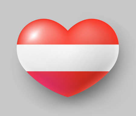 Heart shaped glossy national flag of Austriaのイラスト素材