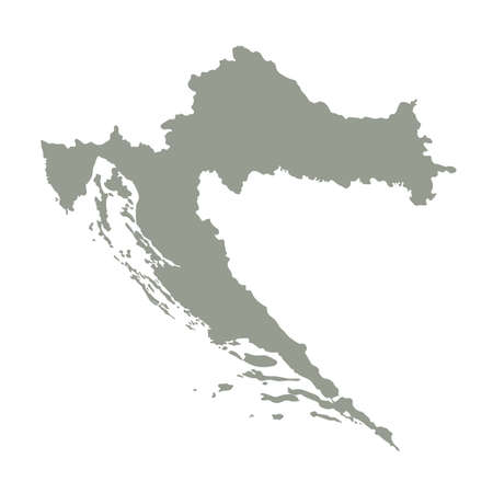 Silhouette of Croatia country map. Highly detailed editable gray map of Croatiaのイラスト素材