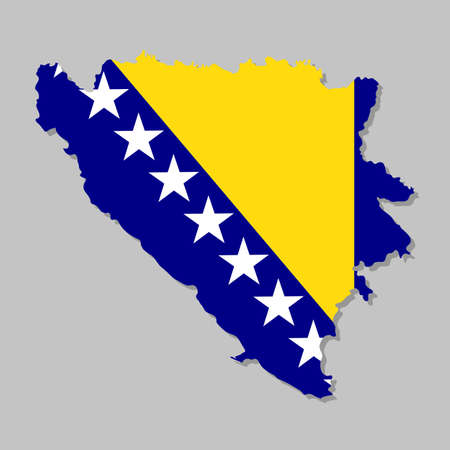 Highly detailed map of Bosnia with flagのイラスト素材