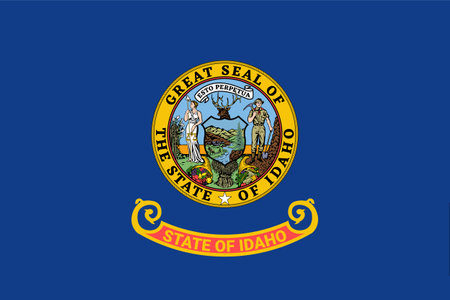 Flag of Idaho, symbol of USA federal state. Full frame federal flag of Idaho with state seal on blue field. American patriotic element realistic vector illustrationのイラスト素材