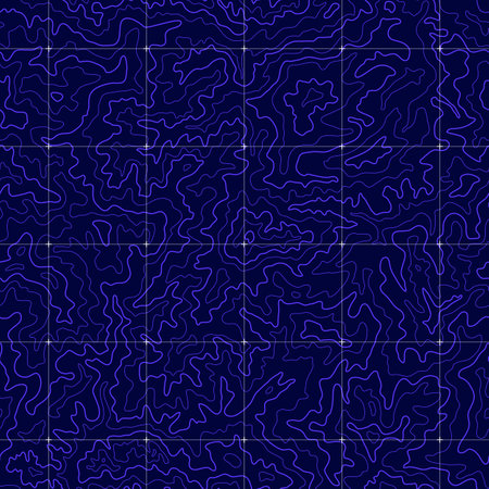 Sea depth topographic tileable map seamless pattern background. Topography map contour with abstract with wavy lines and geographic grid vector illustrationのイラスト素材