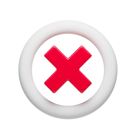 3D realistic red wrong check mark sign in circle. No or incorrect check mark. Disapprove or wrong...