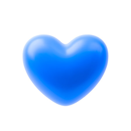 3D realistic blue heart shape. Vector valentine heart. Decorative element for wedding design. Passion and romance symbol for web, card, poster. Realistic vector illustration isolated on white.のイラスト素材