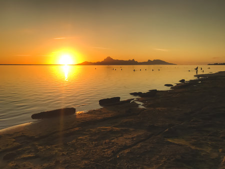 Wonderful nature landscape during orange sunset. Beautiful natural background. Travel, tourism, adventure, concept image. Popular touristic destinationの写真素材