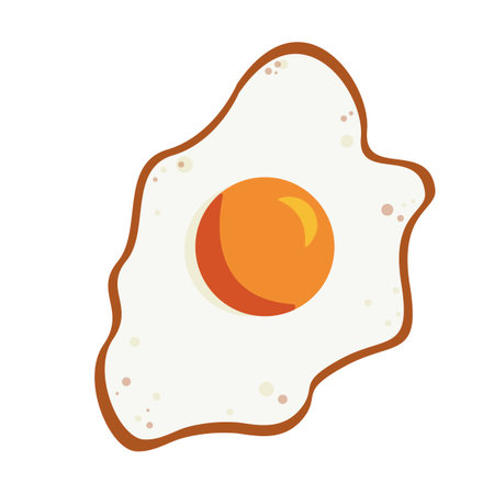 Fried egg icon. Fried egg vector illustration in cartoon style isolated on white backgroundのイラスト素材