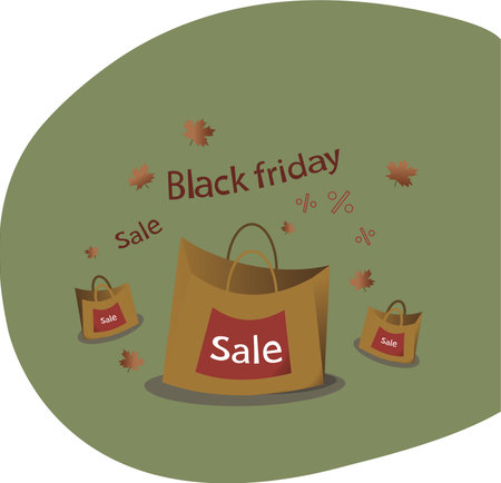 Black Friday sale bag. Illustration on a green backgroundのイラスト素材