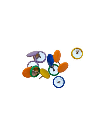 3D rendering of push pins. a set of colored pushpins on a white background with a place to insert...