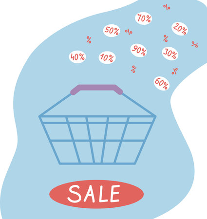shopping cart with price tags for online shopping and supermarket concept. cart products icon and promotion tag. Shopping bag, sale, discounts. vector iconのイラスト素材
