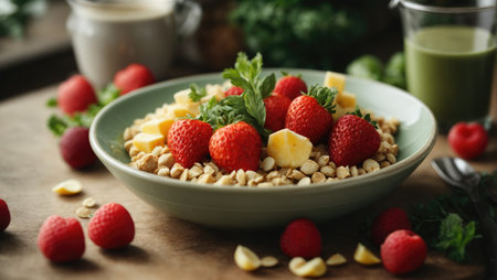healthy food in a bowl of muesliの素材