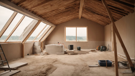 interior of a new house under construction, remodeling and renovationの素材