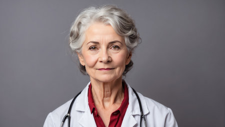 elderly woman doctor isolatedの素材