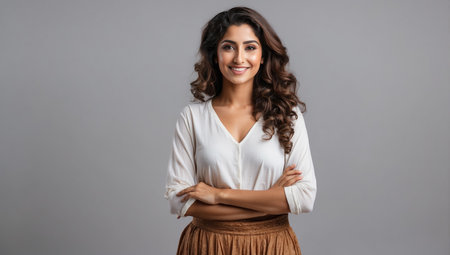 smiling young woman isolatedの素材