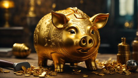 golden pig piggy bankの素材