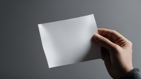 holding a blank sheet of paper. Mockup for branding identityの素材