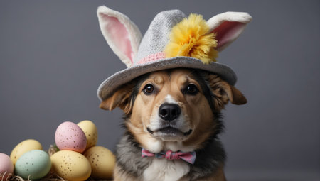 dog in a hatの素材