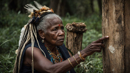 An old woman in the villageの素材