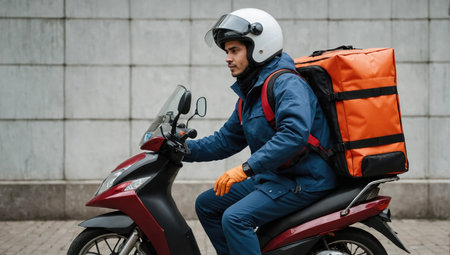 courier on a scooterの素材