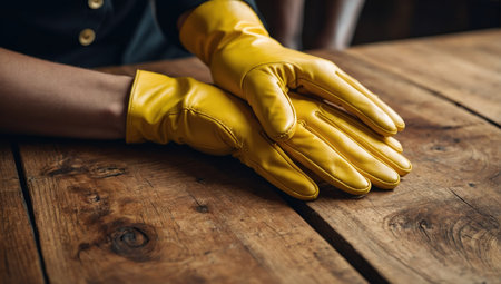 yellow leather glovesの素材