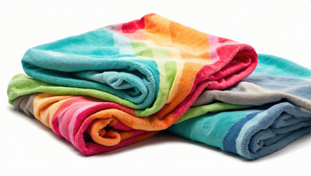 colored beach towel isolatedの素材