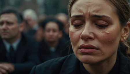 crying woman in mourningの素材