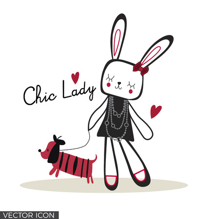 Lady Rabbit Fashion Cartoonのイラスト素材