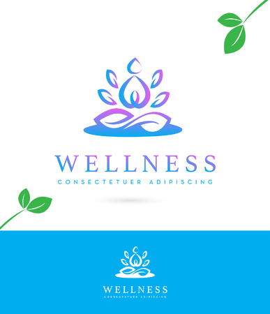 BEAUTIFUL, VECTOR, MEDITATION POSITION SILHOUETTE, CORPORATE LOGO / ICON DESIGN , YOGA, SPA LOGO TEMPLATEのイラスト素材