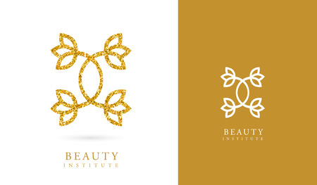 Decorative Symbol, LOGO TEMPLATE, FLOWER, LOTUS, SPA LOGO, MINIMAL GOLDのイラスト素材