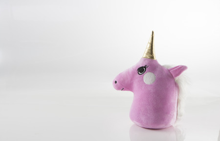 CUTE UNICORN HEAD ON WHITE BACKGROUNDの写真素材