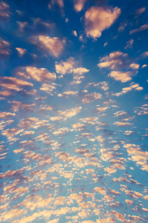 Fantastic blue summer sky with Cumulus clouds. backgroundの写真素材