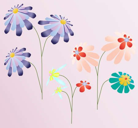 Beautiful colorful flowers illustration backgroundのイラスト素材