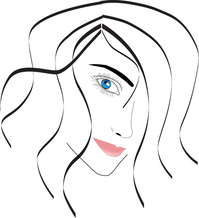 Illustration portrait of beautiful woman looking sexy on white  Closeup vectorのイラスト素材