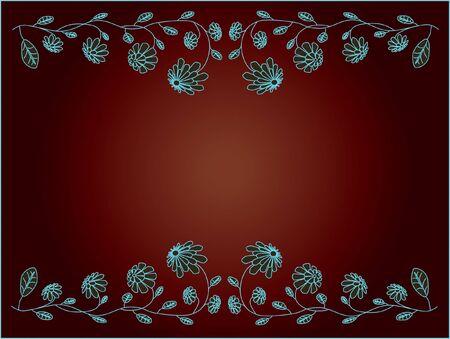 vintage flowers border in baroque style on red background  Illustrationのイラスト素材
