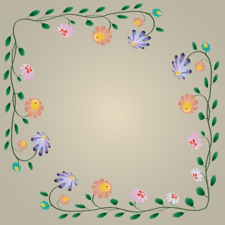 Beautiful colorful bright flowers border illustrationのイラスト素材